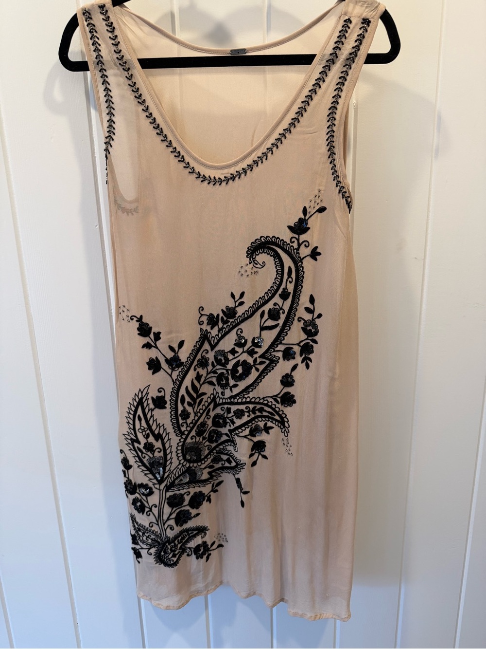 Chan Luu Beige Sleeveless Embroidered Paisley Camisole